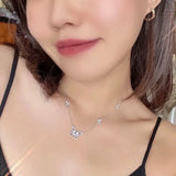 Silver Zirconia Butterfly Necklace Women Choker