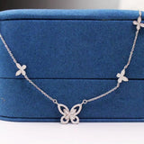 Silver Zirconia Butterfly Necklace Women Choker