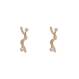 Silver Needle Zircon Pearl Earrings
