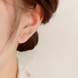 Silver Needle Zircon Pearl Earrings