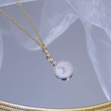 Moon Micro Inlaid CZ Necklace for Women Anniversary Jewelry Gift