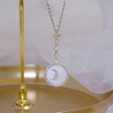 Moon Micro Inlaid CZ Necklace for Women Anniversary Jewelry Gift