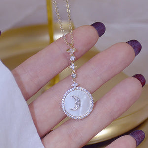 Moon Micro Inlaid CZ Necklace for Women Anniversary Jewelry Gift