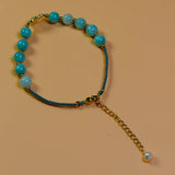 Jade Flower Zircon Pearl Bracelet Jewelry Gift for Ladies