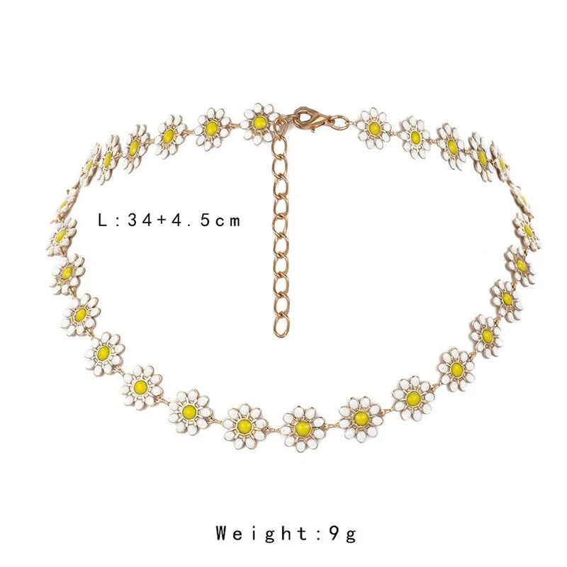Vintage Sun Flower Necklaces Short Choker Neck Accessories