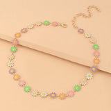 Vintage Sun Flower Necklaces Short Choker Neck Accessories