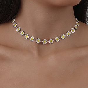 Vintage Sun Flower Necklaces Short Choker Neck Accessories