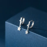 S925 Silver Crystal Star Clip Earrings Wedding Party Jewelry
