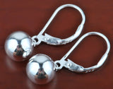 Sterling Silver Round Bead Clip Earrings for Women