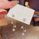 Square Zircon Tassel Earrings For Women Jewelry Earings bijoux