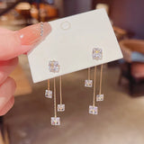 Square Zircon Tassel Earrings For Women Jewelry Earings bijoux