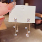 Square Zircon Tassel Earrings For Women Jewelry Earings bijoux