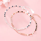 Rectangular Interlocking Bracelet S925 Sterling Silver for Women