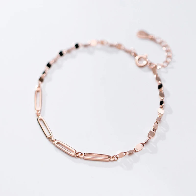 Rectangular Interlocking Bracelet S925 Sterling Silver for Women