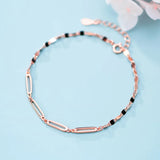 Rectangular Interlocking Bracelet S925 Sterling Silver for Women
