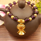 14K Bracelet Jewelry Amythest Bead Chain Lucky Angel Beads Bracelet