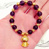 14K Bracelet Jewelry Amythest Bead Chain Lucky Angel Beads Bracelet