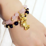 14K Bracelet Jewelry Amythest Bead Chain Lucky Angel Beads Bracelet