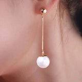 Simulated Pearl Tassel Clip-On Earrings for Women
