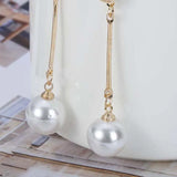 Simulated Pearl Tassel Clip-On Earrings for Women