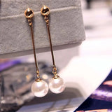 Simulated Pearl Tassel Clip-On Earrings for Women