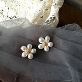 Pearl Flower Clip on Earrings Daisy Shape Clip Earrings Without Piercing