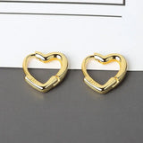925 Silver Heart Hoop Earrings Large Loop Ear Rings Girlfriend Gift SE163
