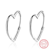 925 Silver Heart Hoop Earrings Large Loop Ear Rings Girlfriend Gift SE163