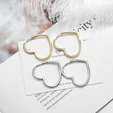 925 Silver Heart Hoop Earrings Large Loop Ear Rings Girlfriend Gift SE163