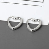 925 Silver Heart Hoop Earrings Large Loop Ear Rings Girlfriend Gift SE163