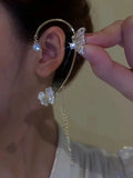 Zircon Butterfly Ear Cuff Tassel Earrings
