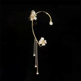 Zircon Butterfly Ear Cuff Tassel Earrings