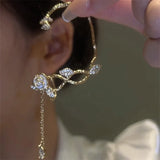 Zircon Leaf Flower Ear Cuff Clip Earrings Wedding Jewelry