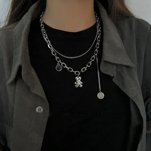 Stainless Steel Layered Choker Necklace Punk Chain