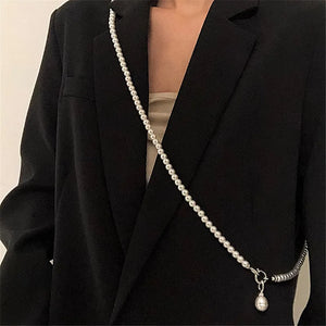Statement Pearls Long Necklace For Women Personality Chains Big Pendant