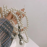 Statement Pearls Long Necklace For Women Personality Chains Big Pendant