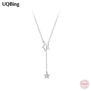 925 Silver Diamond Star Tassel Necklace