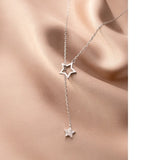 925 Silver Diamond Star Tassel Necklace