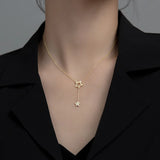 925 Silver Diamond Star Tassel Necklace