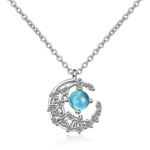 Moon Star Moonstone Necklace Pendant for Women