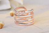 925 Silver Exaggerated Zirconia Opening Rings for Women S-r308