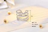925 Silver Exaggerated Zirconia Opening Rings for Women S-r308