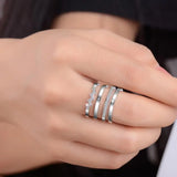 925 Silver Exaggerated Zirconia Opening Rings for Women S-r308