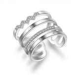 925 Silver Exaggerated Zirconia Opening Rings for Women S-r308
