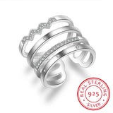 925 Silver Exaggerated Zirconia Opening Rings for Women S-r308