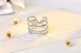 925 Silver Exaggerated Zirconia Opening Rings for Women S-r308