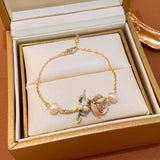 Pearl Rose Flower Bracelets For Women
