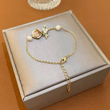 Pearl Rose Flower Bracelets For Women