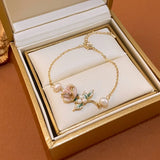 Pearl Rose Flower Bracelets For Women