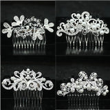 Silver Rhinestone Tiara Pearl Hair Comb Bridal Accessories